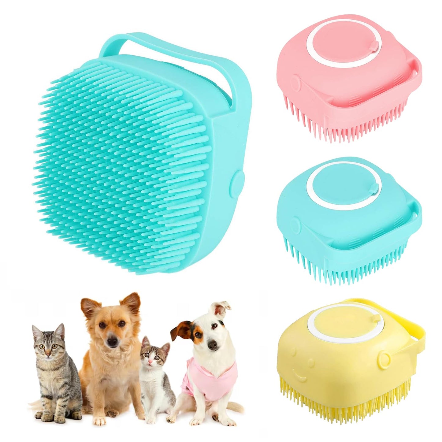 Escova de banho de silicone para massagem para animais de estimação