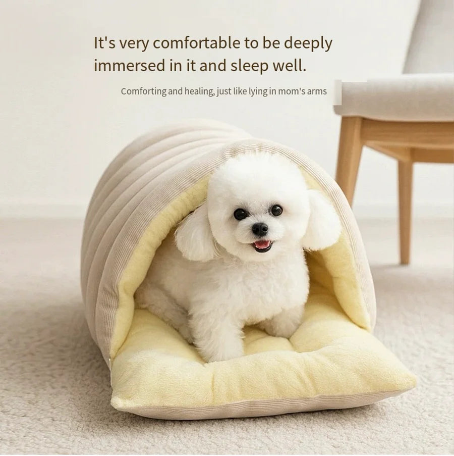 Cama aconchegante estilo caverna com capa removível e lavável