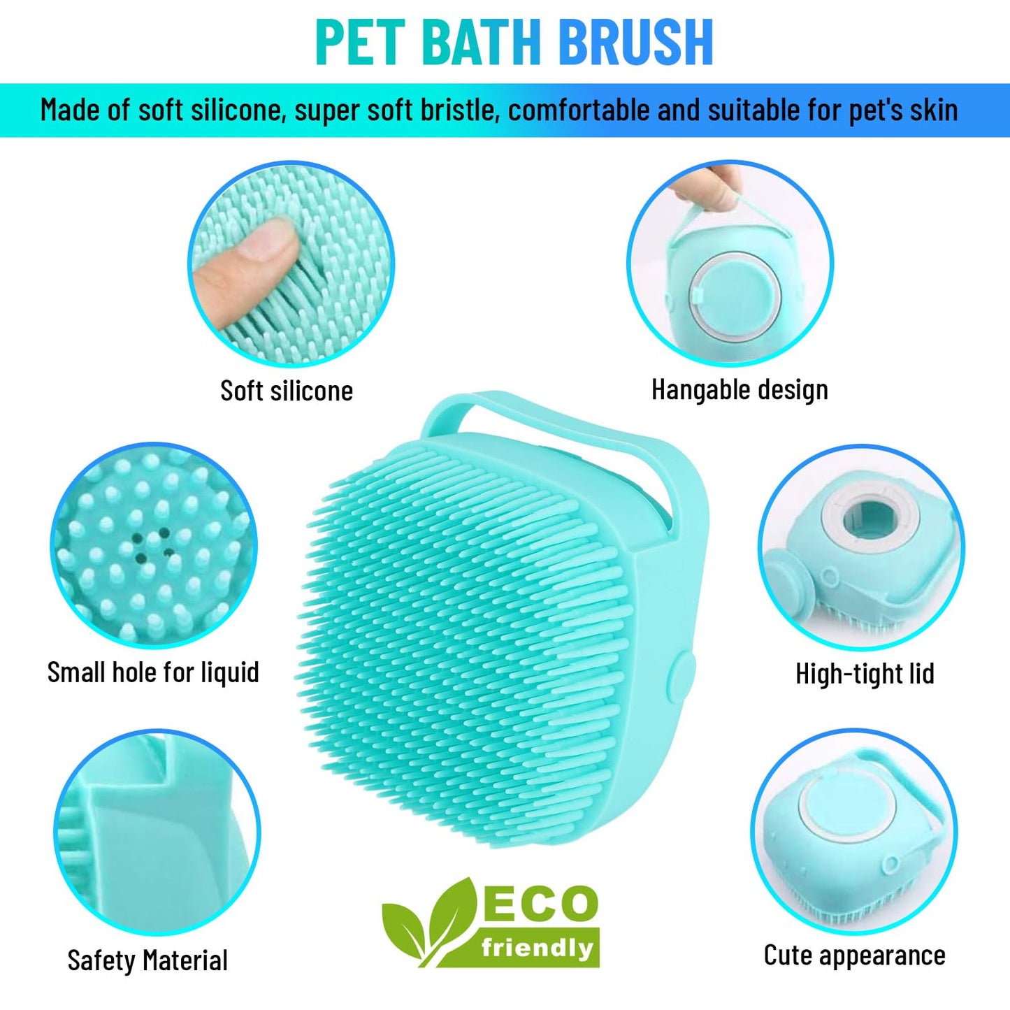 Escova de banho de silicone para massagem para animais de estimação