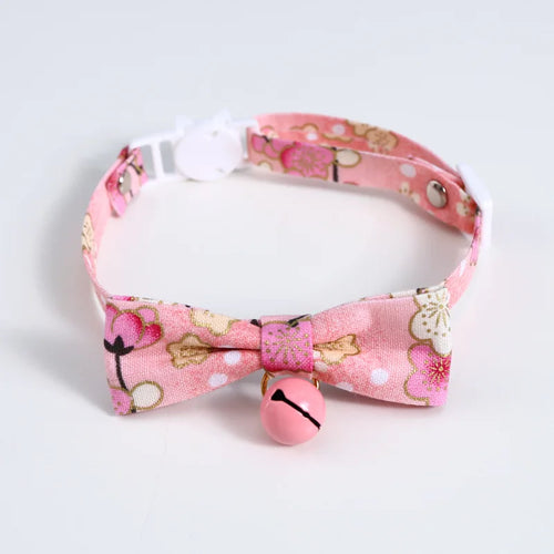 Japanese Style Cats Collar with Bell Cherry Blossoms Pattern Kitten - PetsLoveStory®
