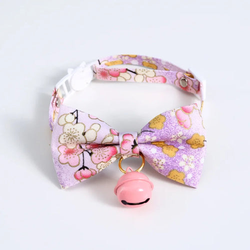 Japanese Style Cats Collar with Bell Cherry Blossoms Pattern Kitten - PetsLoveStory®