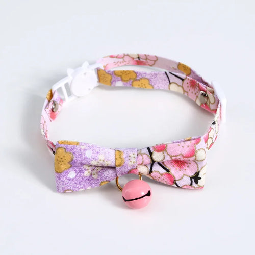 Japanese Style Cats Collar with Bell Cherry Blossoms Pattern Kitten - PetsLoveStory®