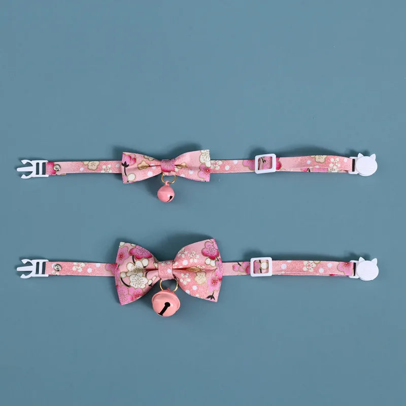 Japanese Style Cats Collar with Bell Cherry Blossoms Pattern Kitten - PetsLoveStory®
