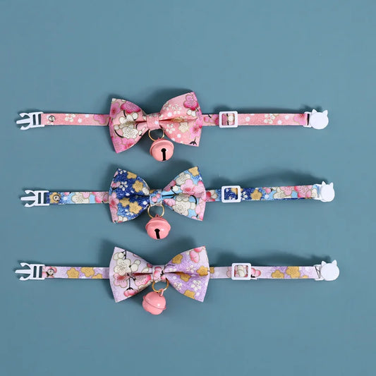 Japanese Style Cats Collar with Bell Cherry Blossoms Pattern Kitten - PetsLoveStory®