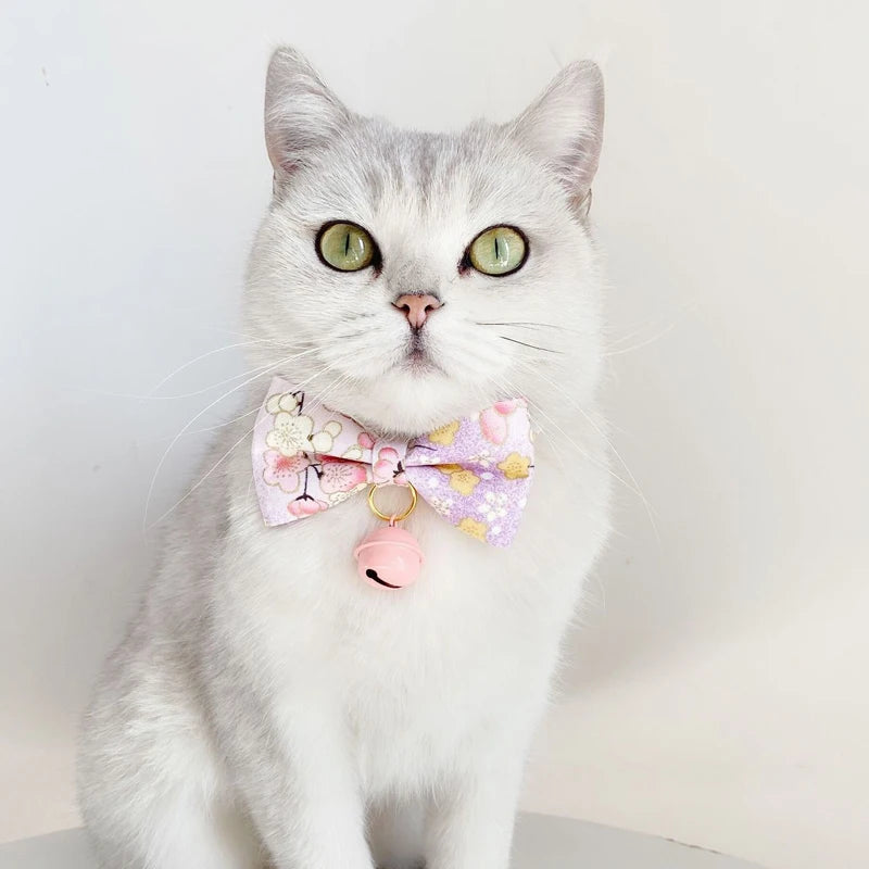 Japanese Style Cats Collar with Bell Cherry Blossoms Pattern Kitten - PetsLoveStory®
