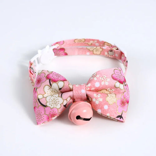 Japanese Style Cats Collar with Bell Cherry Blossoms Pattern Kitten - PetsLoveStory®