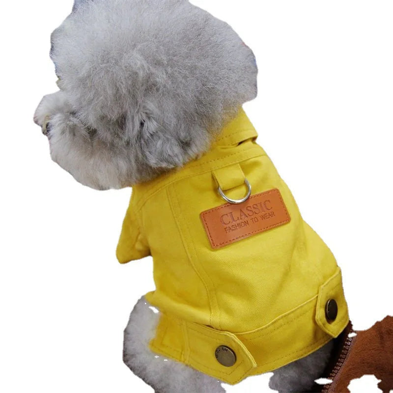 Spring Dog Suit Outfits Denim Coat Clothes for Small Medium Dogs with - PetsLoveStory®