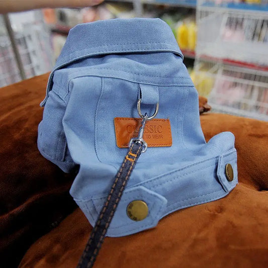 Spring Dog Suit Outfits Denim Coat Clothes for Small Medium Dogs with - PetsLoveStory®