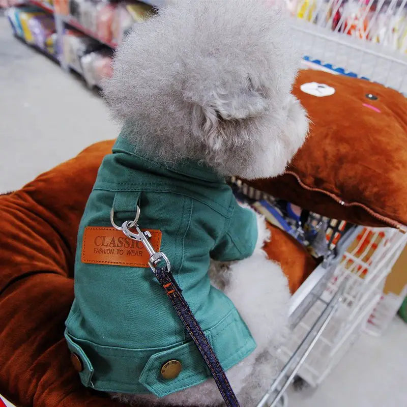 Spring Dog Suit Outfits Denim Coat Clothes for Small Medium Dogs with - PetsLoveStory®