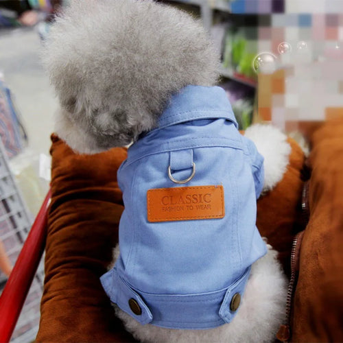 Spring Dog Suit Outfits Denim Coat Clothes for Small Medium Dogs with - PetsLoveStory®