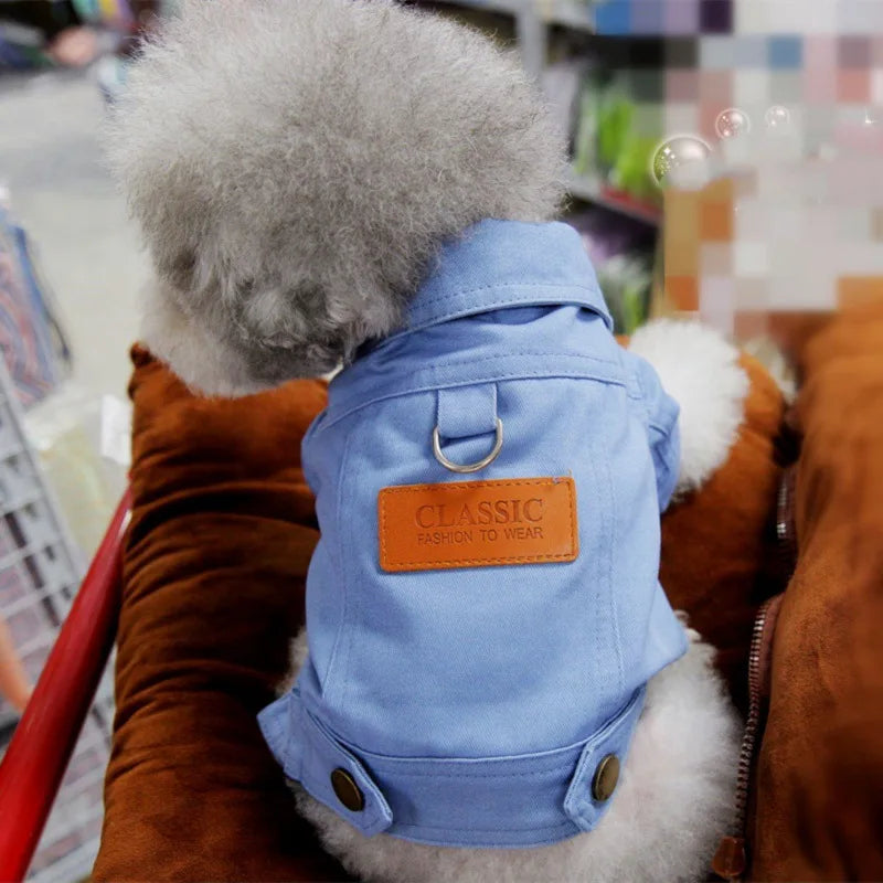 Spring Dog Suit Outfits Denim Coat Clothes for Small Medium Dogs with - PetsLoveStory®