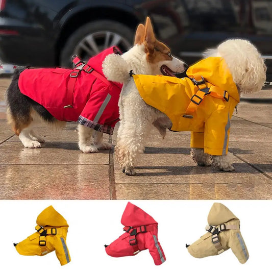 Puppy Raincoat Hooded Design Waterproof with Traction Ring High - PetsLoveStory®