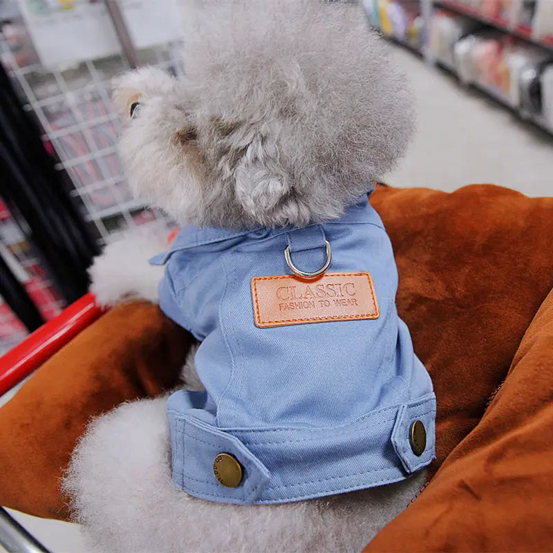 Spring Dog Suit Outfits Denim Coat Clothes for Small Medium Dogs with - PetsLoveStory®