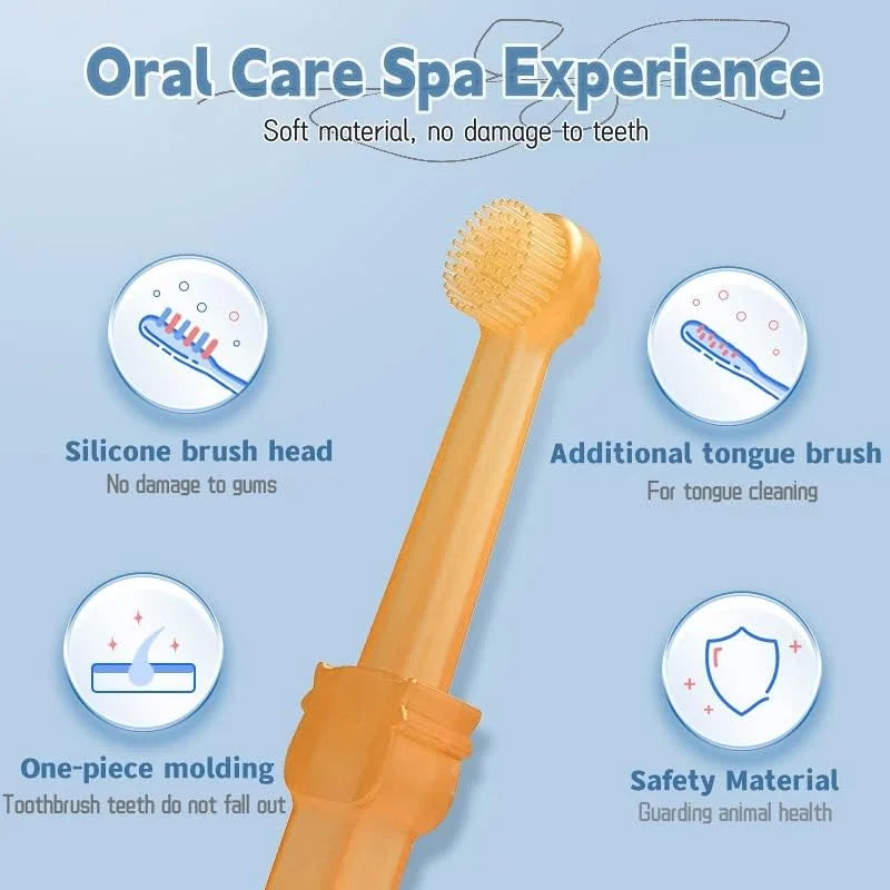 Pet Toothbrush, Pet Silicone Toothbrush Cat & Dog Tooth Brushing Kit with Storage Cup - PetsLoveStory®