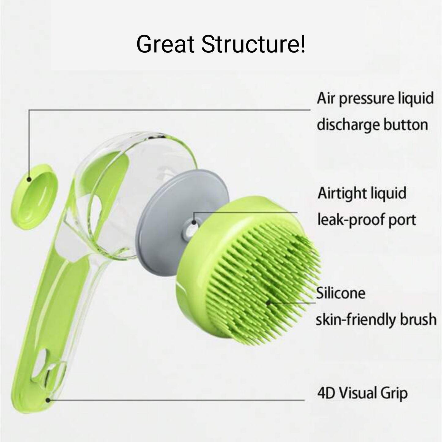 Pet Liquid Long Handle Press Bath Brush - PetsLoveStory®