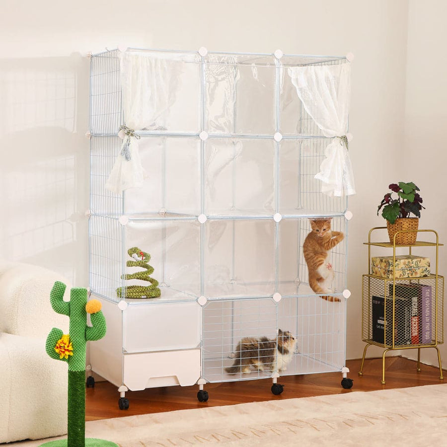 PetsLoveStory® Cat Villa Include Cat Litter Box - PP11 - PetsLoveStory®