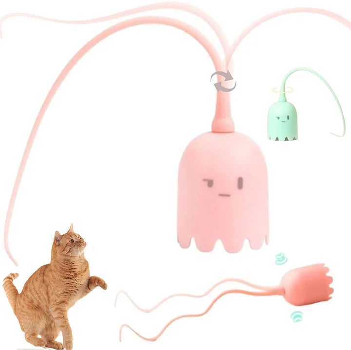 Cat Wand Toy Automatic Silicone Tail Teaser Toy 2 In 1 - PetsLoveStory®
