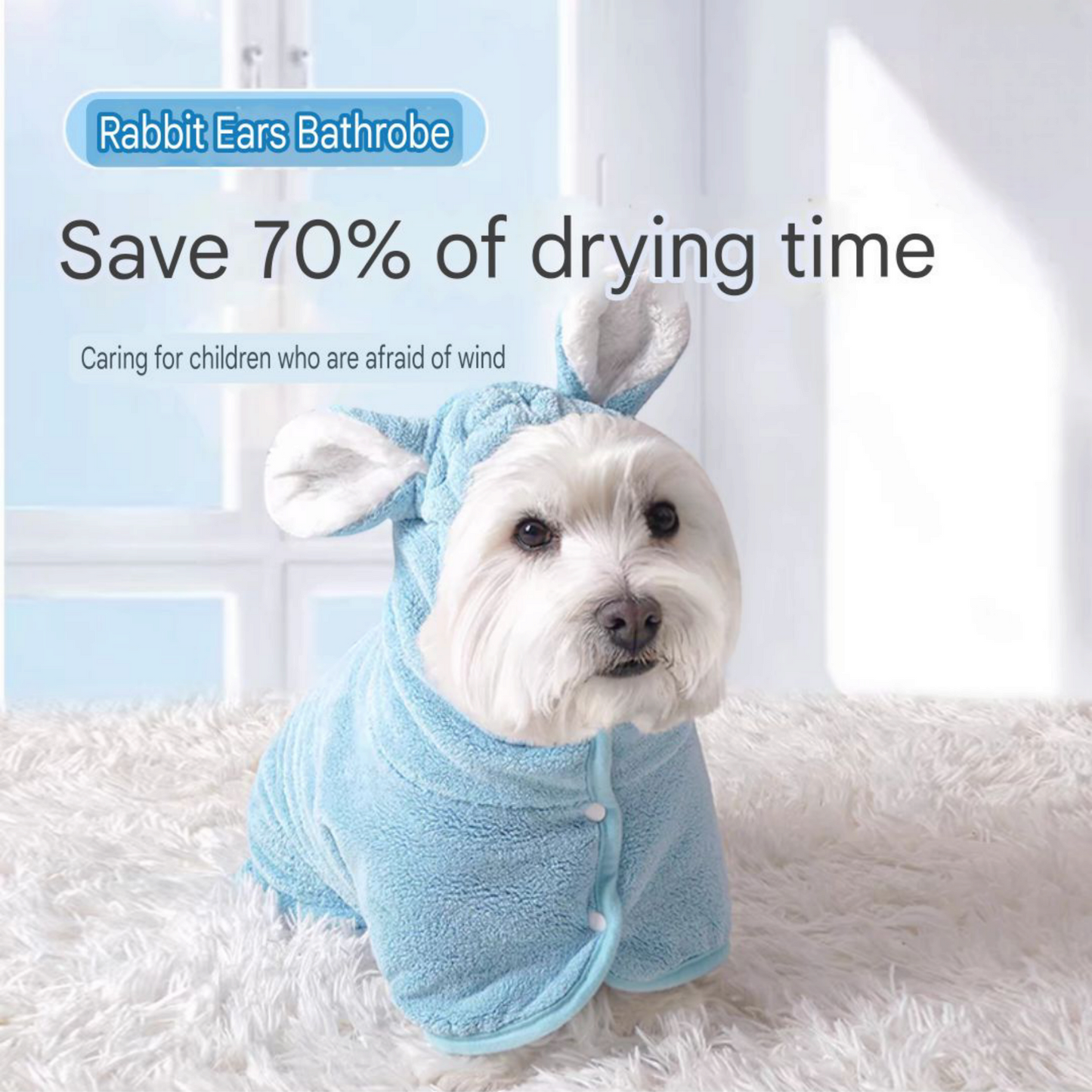Rabbit ears bathrobe for dogs - PetsLoveStory®