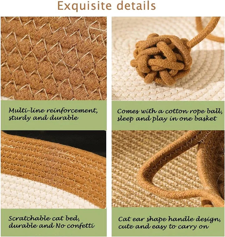 Handwoven Cotton Rope Cat Bed - PetsLoveStory®