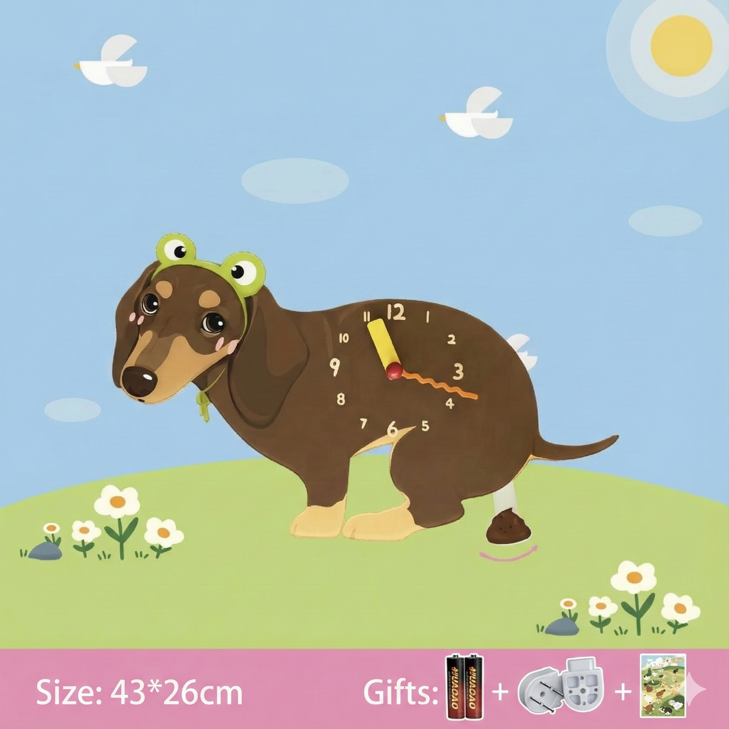 Relógio de parede Popping Puppy