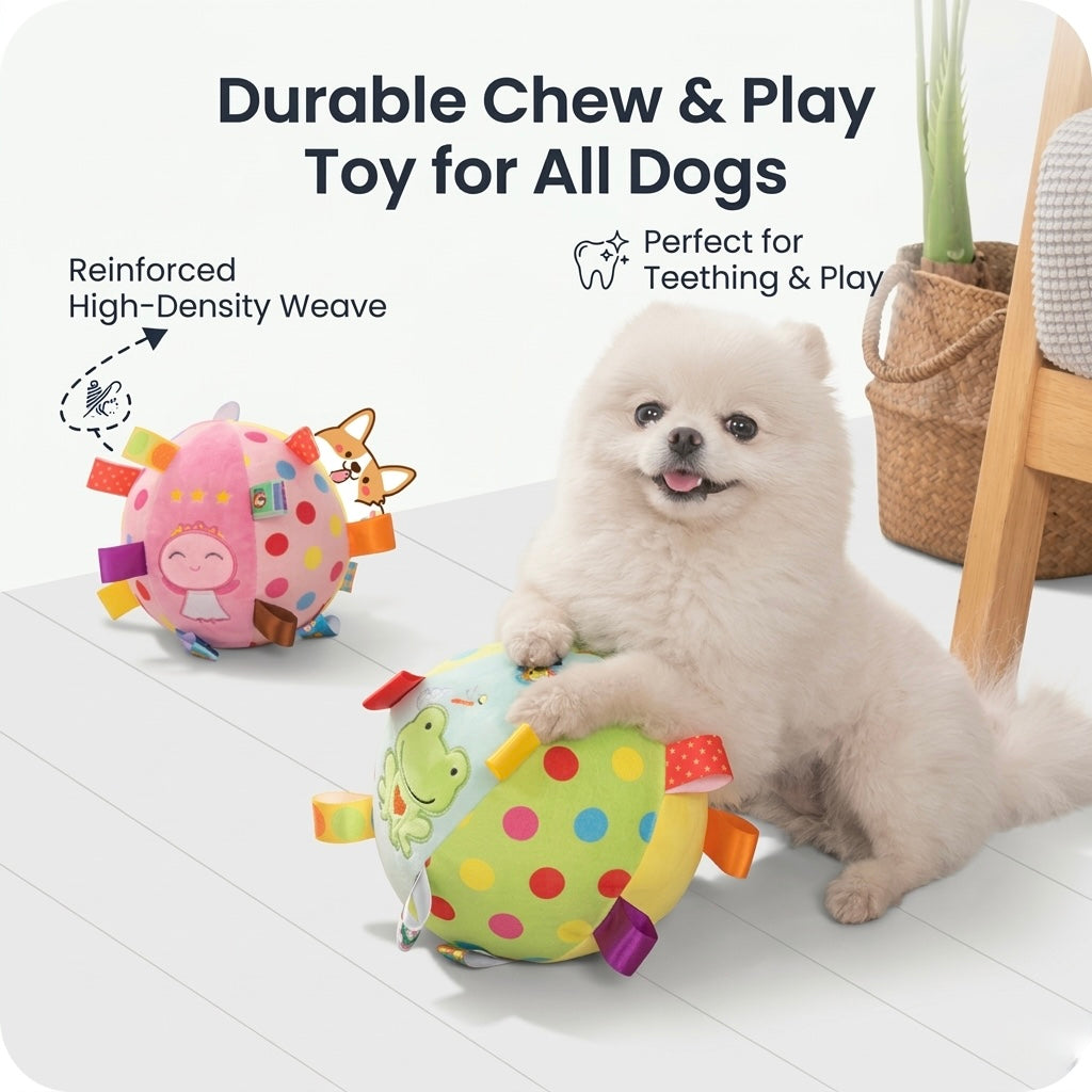 Colorful Squeaky Plush Dog Training Ball
