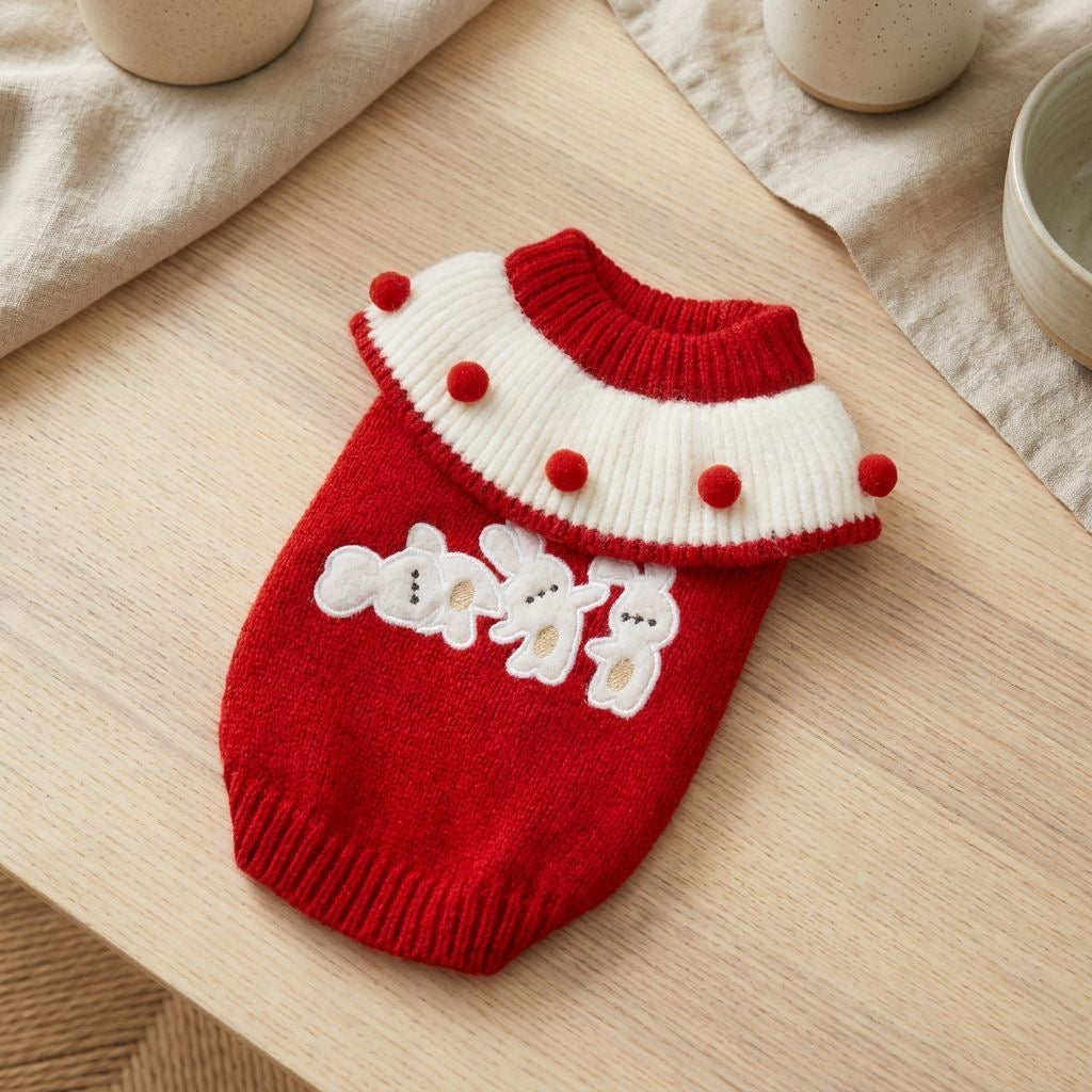Snowman Pom-Pom Pet Sweater
