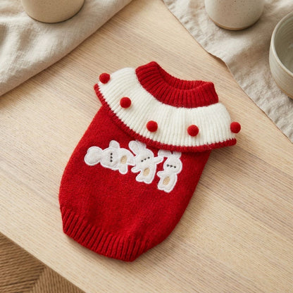 Snowman Pom-Pom Pet Sweater