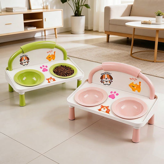 Elevated Double Pet Bowl for Cats & Dogs