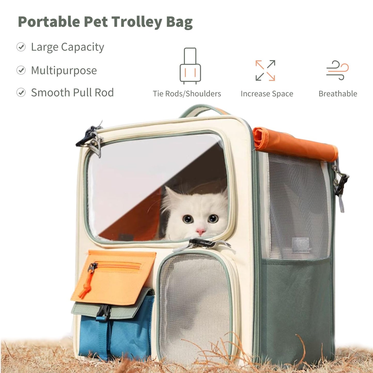 Pet Carrier Baggage Collapsible & Detachable Trolley Bag - PetsLoveStory®