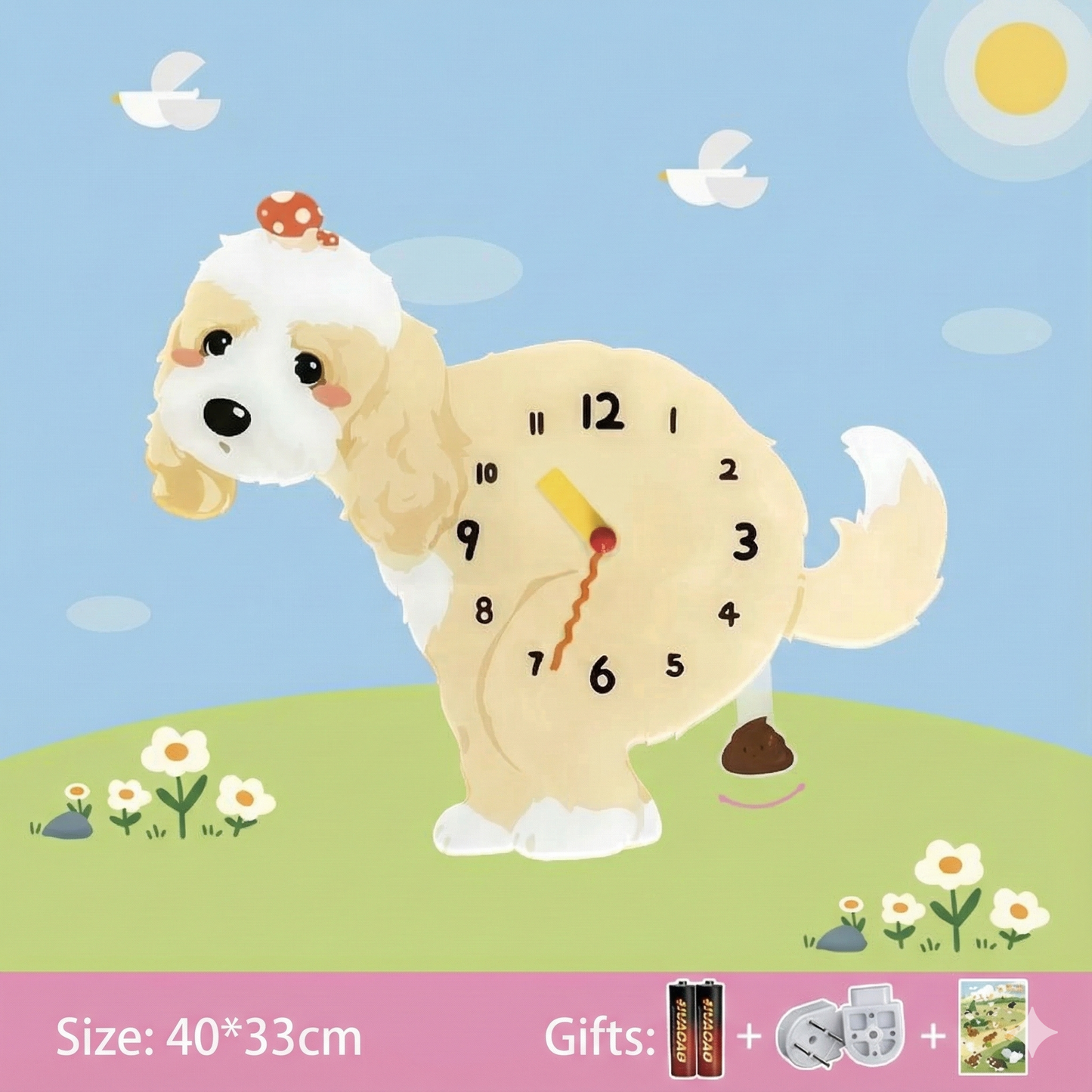 Relógio de parede Popping Puppy