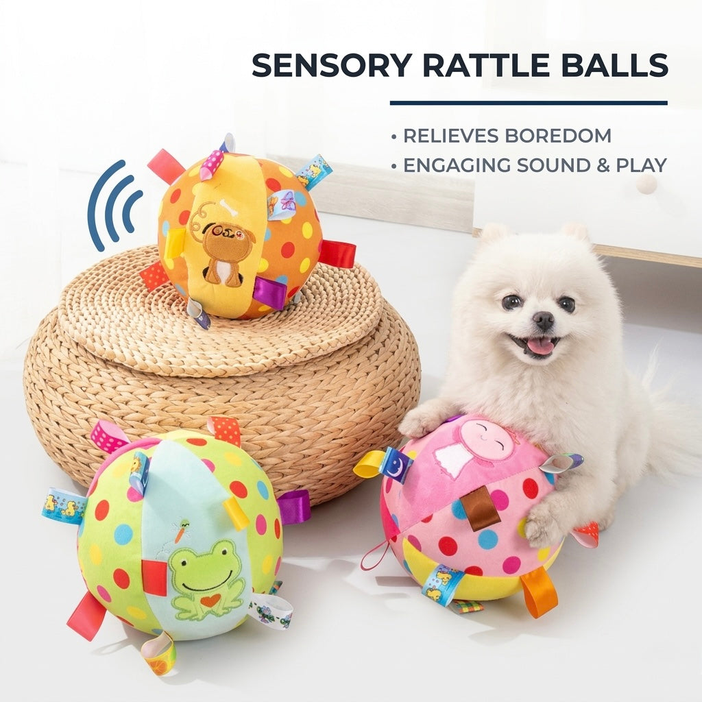 Colorful Squeaky Plush Dog Training Ball