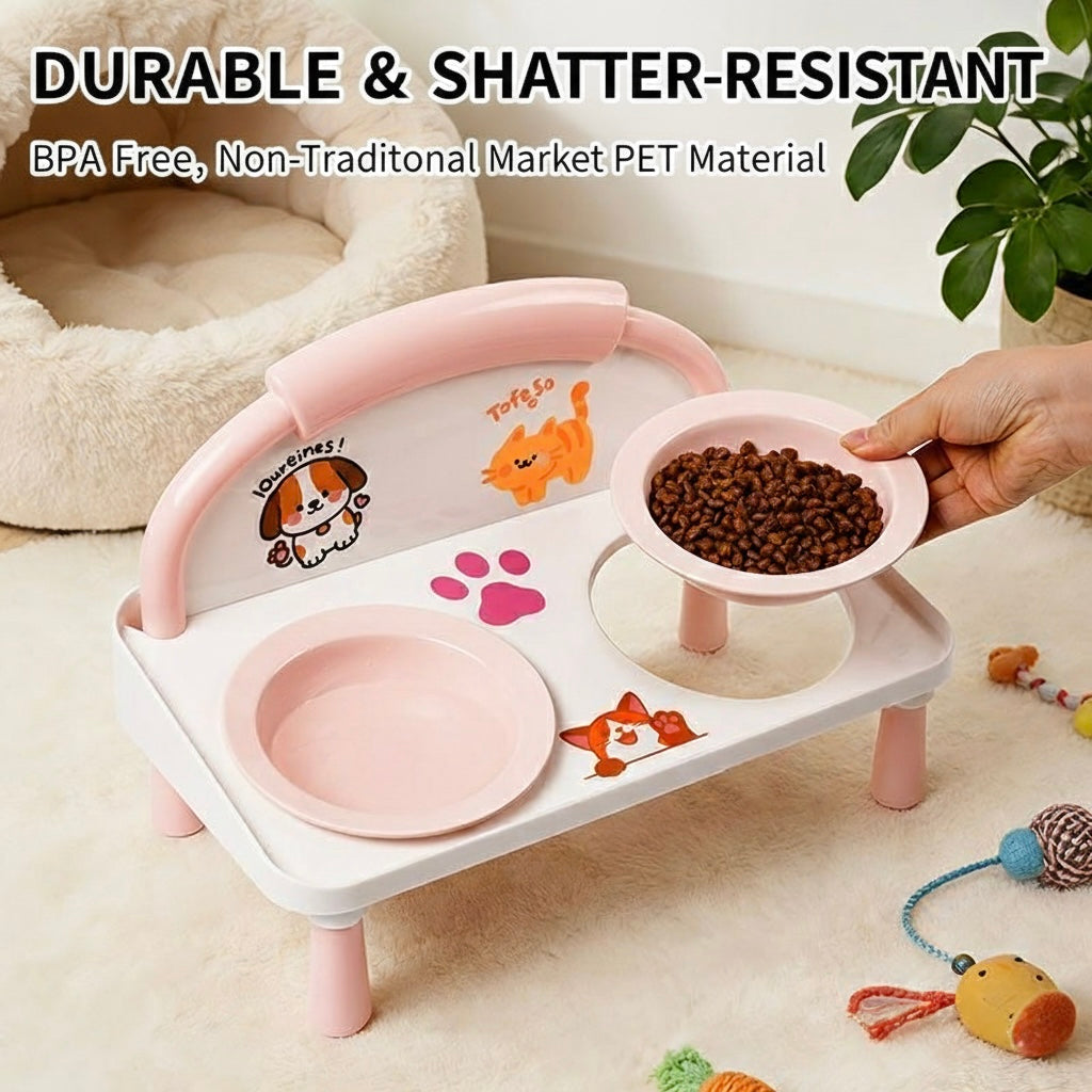 Elevated Double Pet Bowl for Cats & Dogs