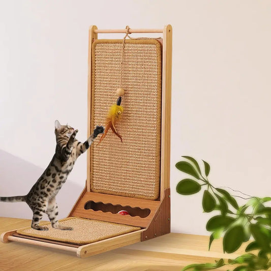 Cat scratching post with adjustable ramp