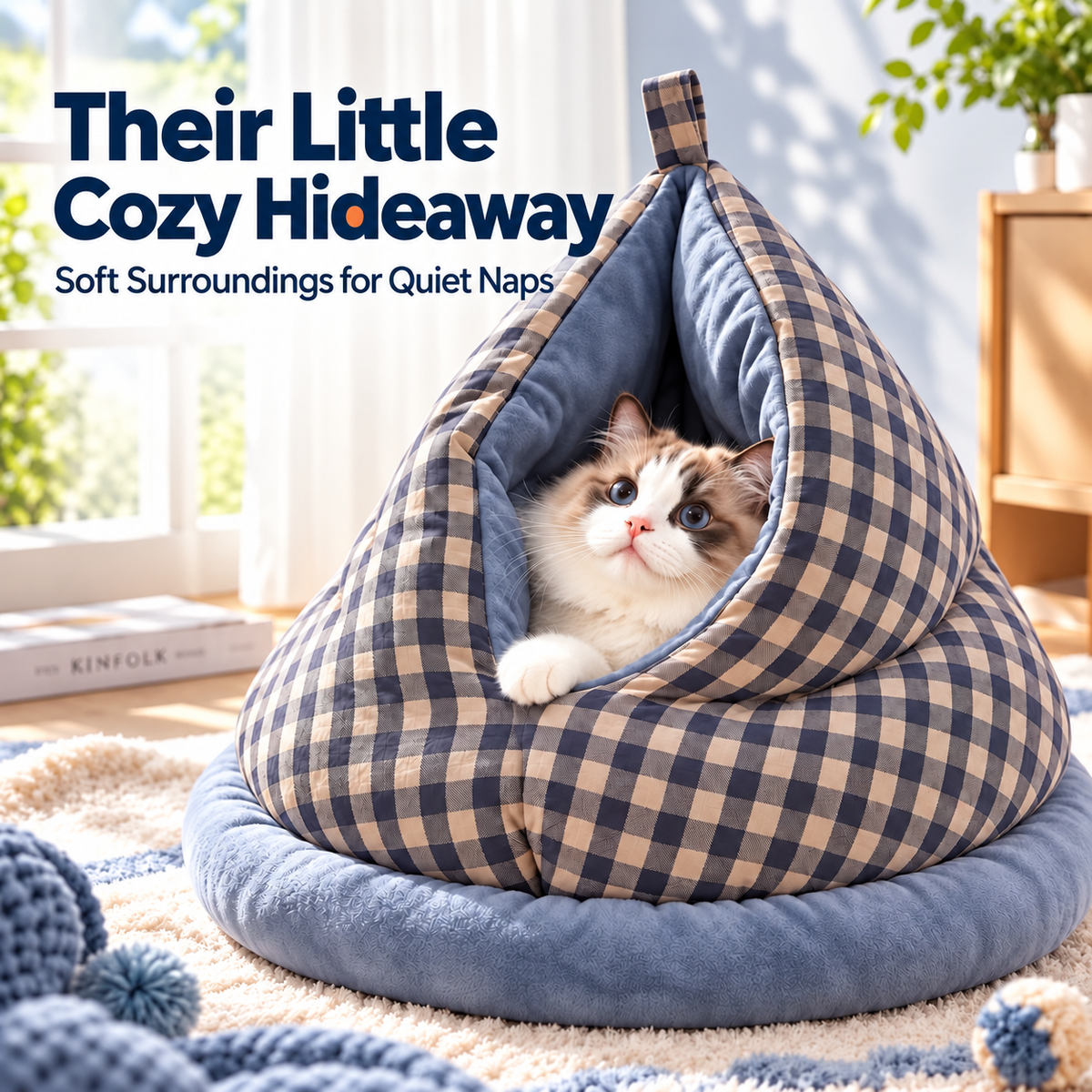 Plaid Teepee Cat Bed