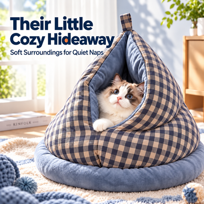 Plaid Teepee Cat Bed