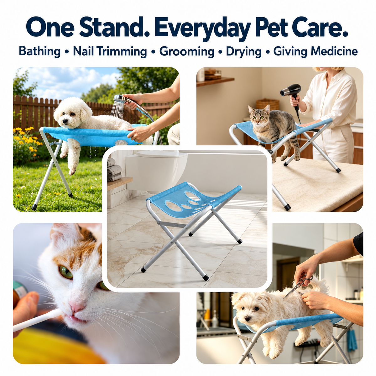 Fold-Flat Pet Bath Stand