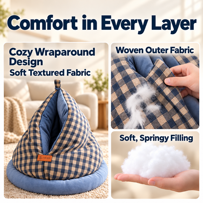 Plaid Teepee Cat Bed