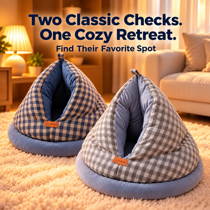 Plaid Teepee Cat Bed