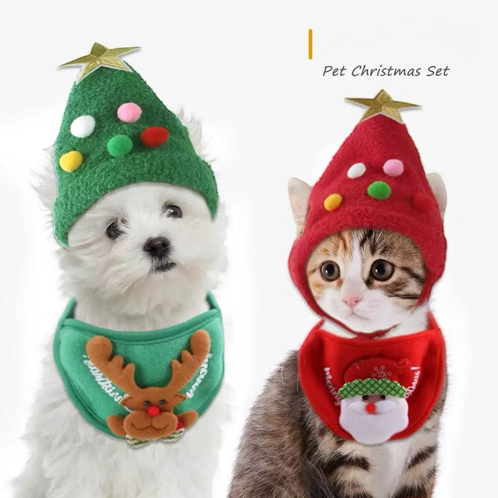 Pet Christmas Hat + Scarf - PetsLoveStory®