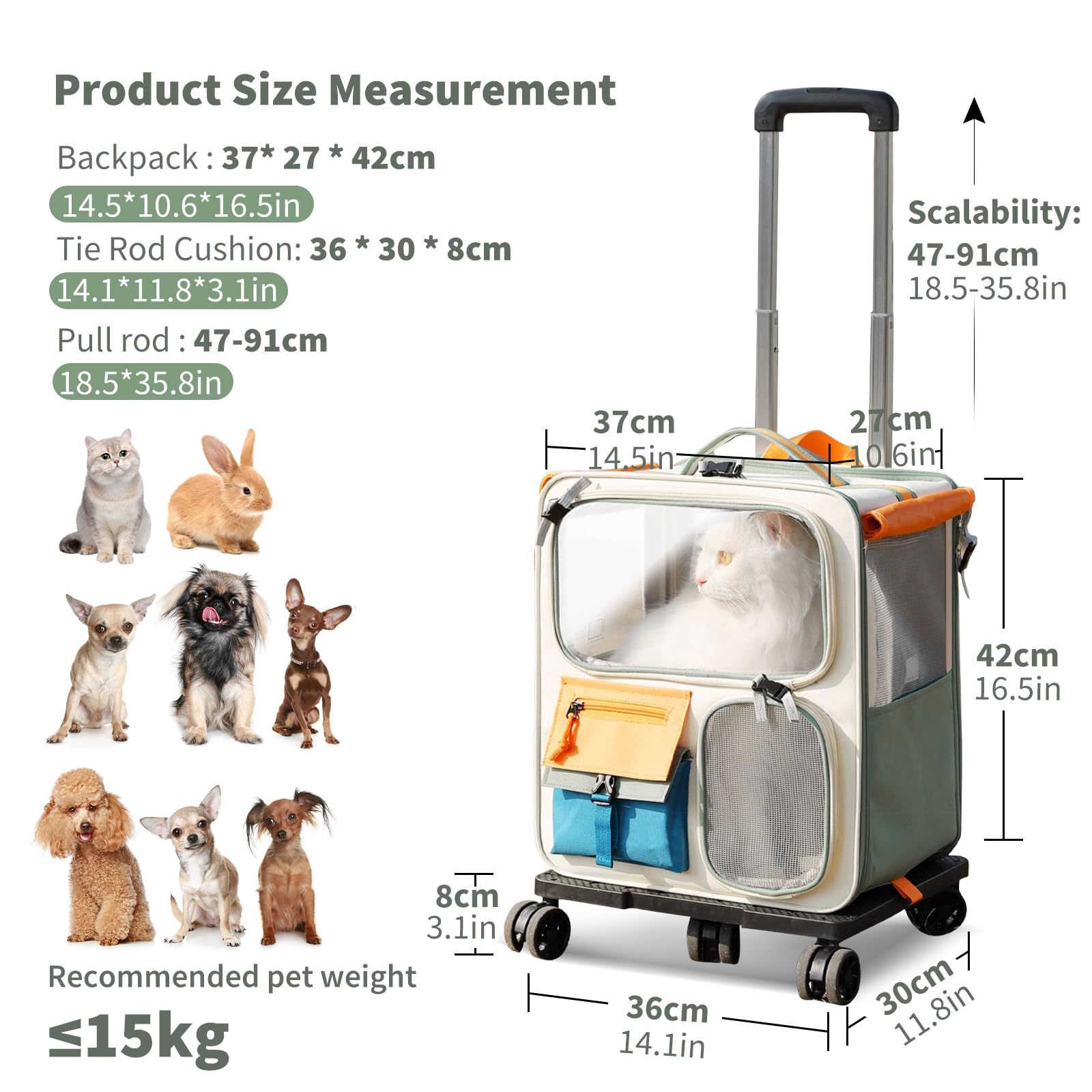 Pet Carrier Baggage Collapsible & Detachable Trolley Bag - PetsLoveStory®