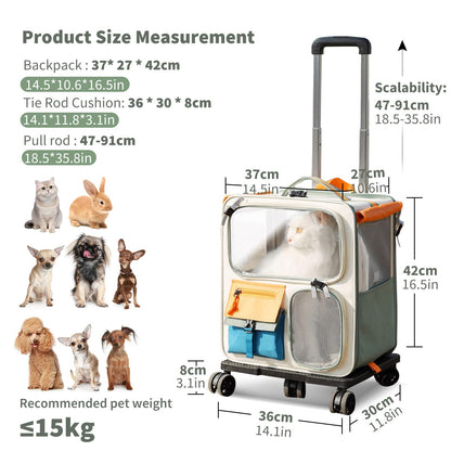 Pet Carrier Baggage Collapsible & Detachable Trolley Bag - PetsLoveStory®