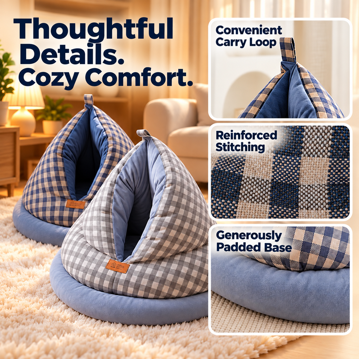 Plaid Teepee Cat Bed