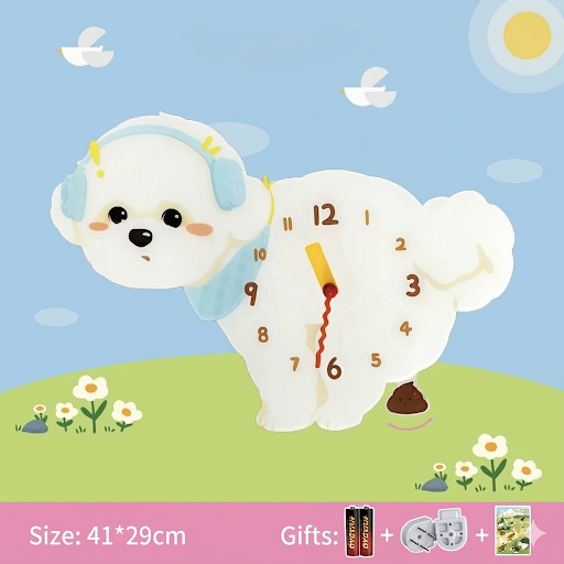 Popping Puppy Wall Clock