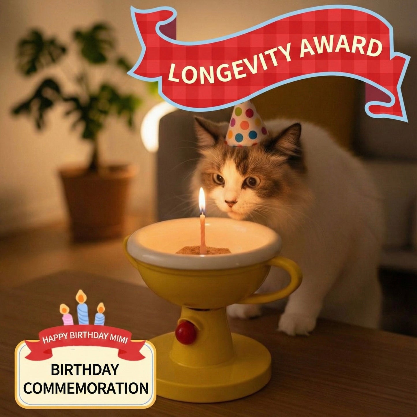 Yellow Trophy Adjustable Height Pet Bowl