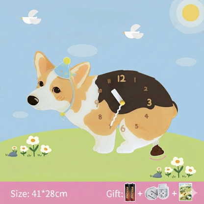 Popping Puppy Wall Clock