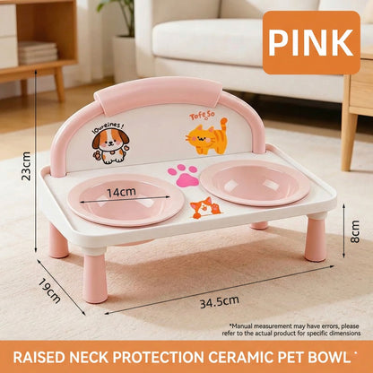 Elevated Double Pet Bowl for Cats & Dogs