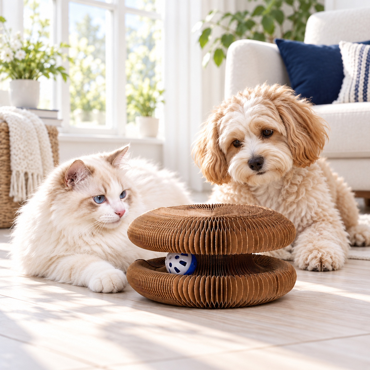 Magic Ball Track Scratcher™ – Foldable Play Ring for Cats & Small Dogs