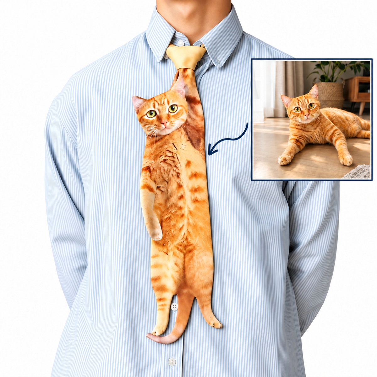 Custom Pet Tie – Your Cat, Printed on a Wearable Keepsake