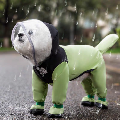 Small Dog Raincoat & Rain Shoes Set,Full-Coverage