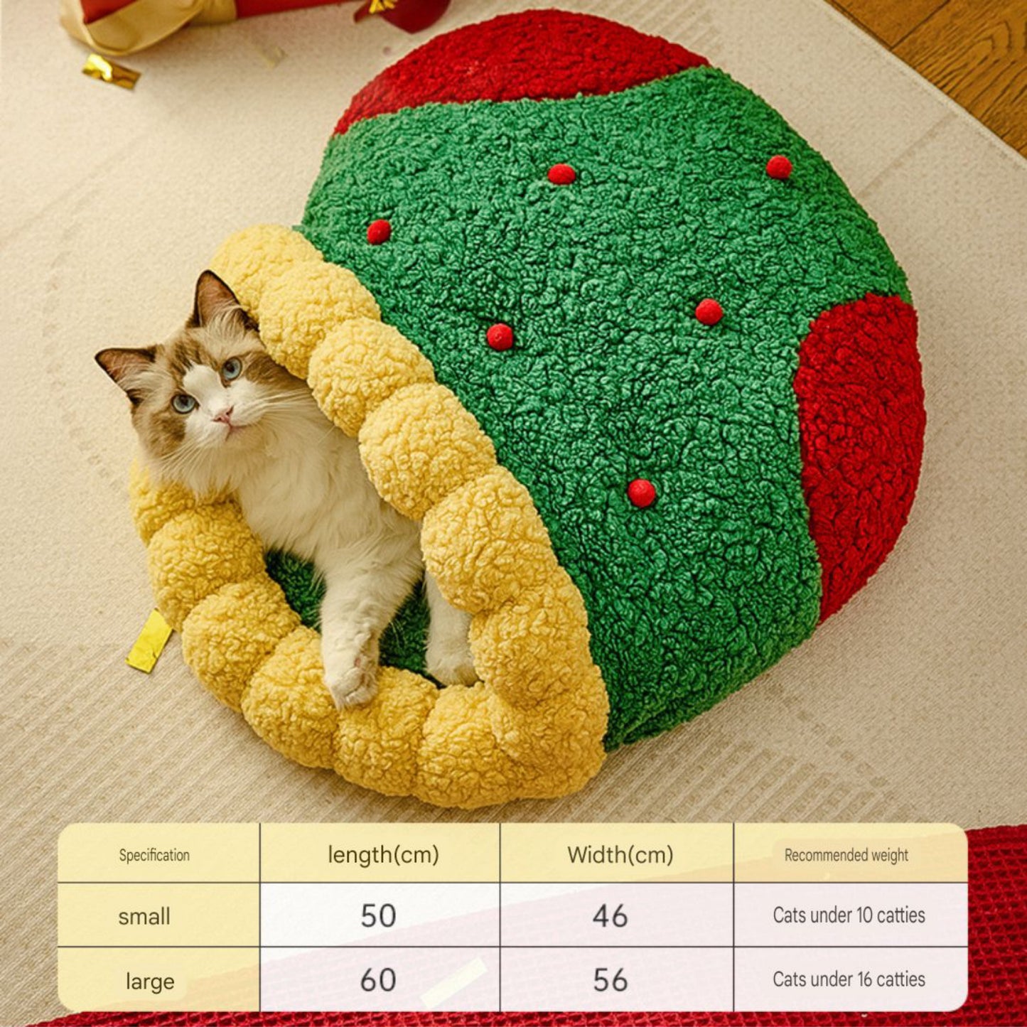 A windproof and warm Christmas nest for cats